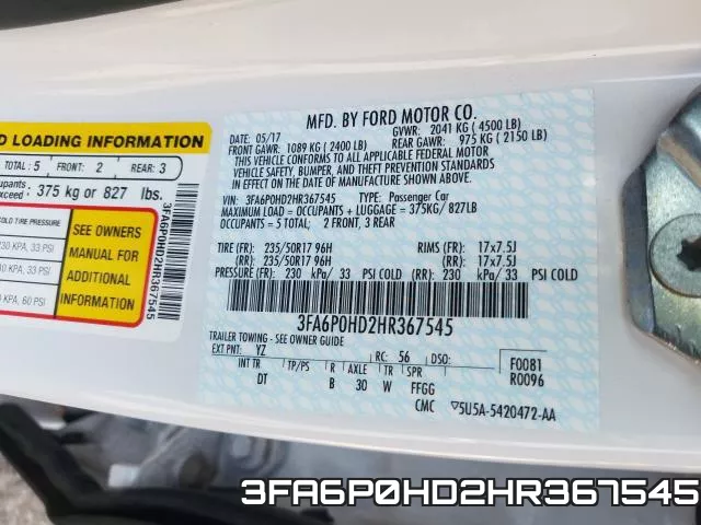 3FA6P0HD2HR367545 фото 2