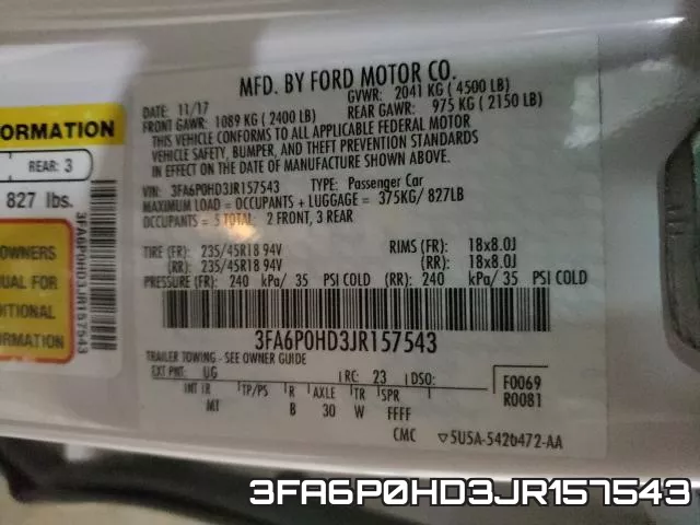 3FA6P0HD3JR157543 фото 2