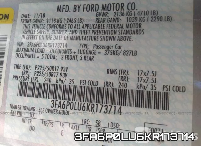 3FA6P0LU6KR173714 фото 10