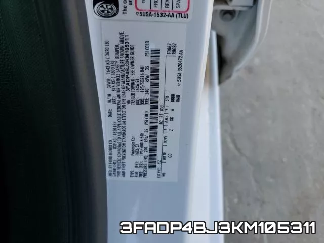 3FADP4BJ3KM105311 фото 2
