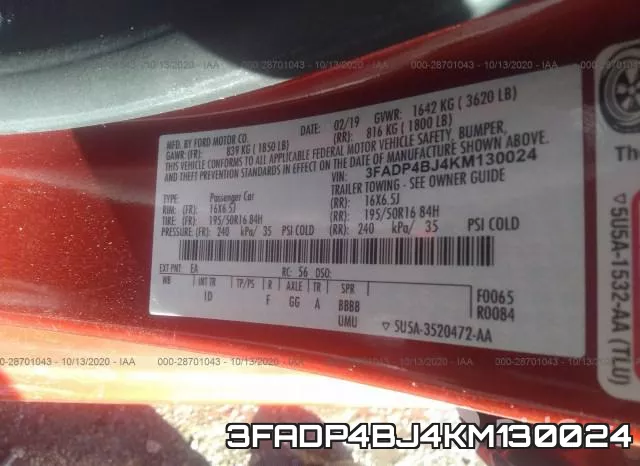 3FADP4BJ4KM130024 фото 10