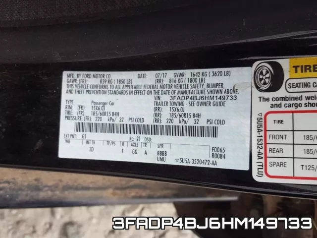 3FADP4BJ6HM149733 фото 2