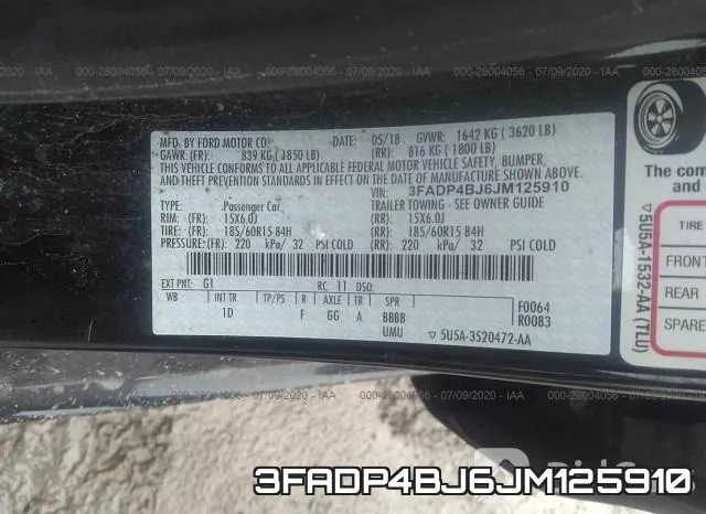 3FADP4BJ6JM125910 фото 10