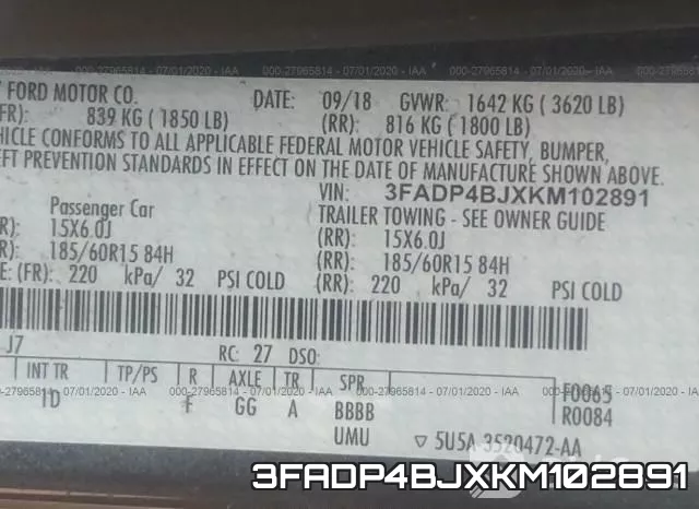 3FADP4BJXKM102891 фото 10