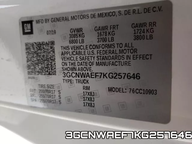 3GCNWAEF7KG257646 фото 2