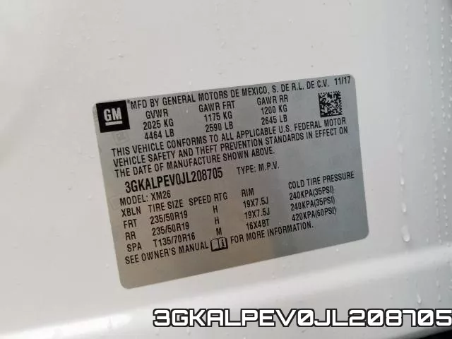 3GKALPEV0JL208705 фото 2