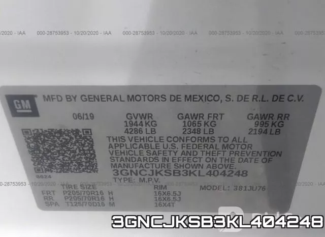 3GNCJKSB3KL404248 фото 10