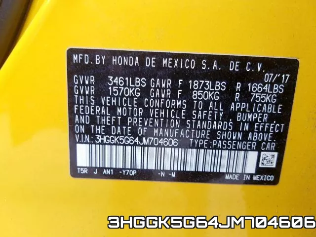 3HGGK5G64JM704606 фото 2