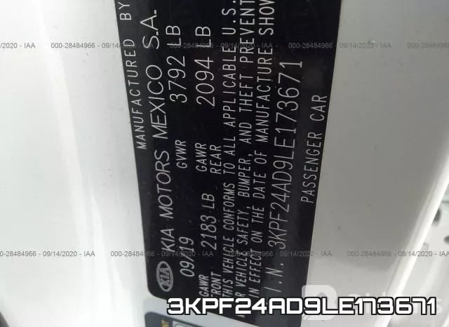 3KPF24AD9LE173671 фото 10