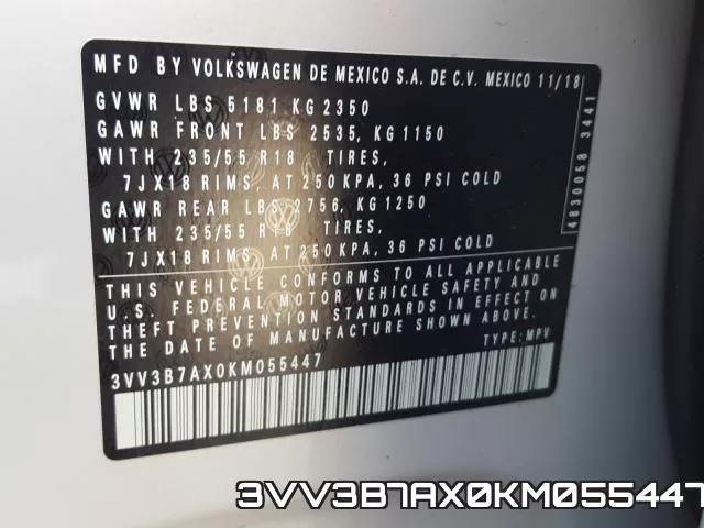 3VV3B7AX0KM055447 фото 2