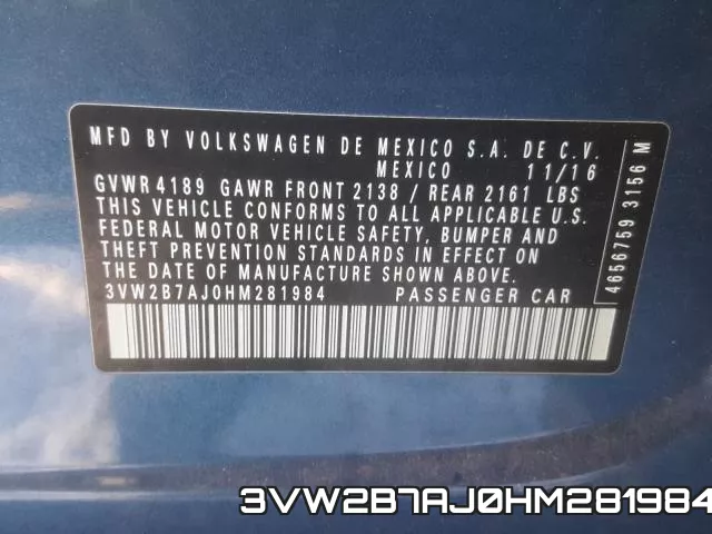 3VW2B7AJ0HM281984 фото 2