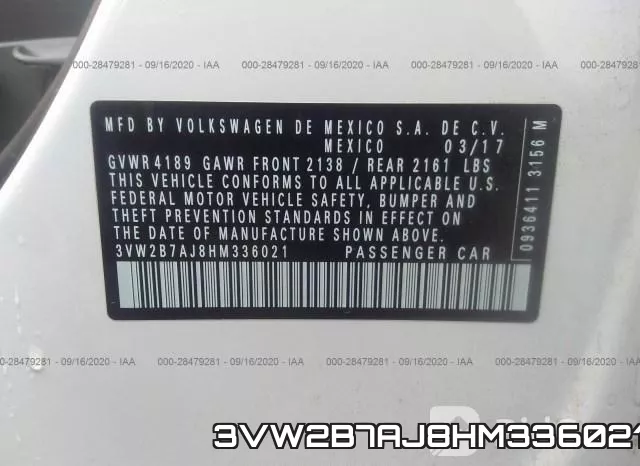 3VW2B7AJ8HM336021 фото 10