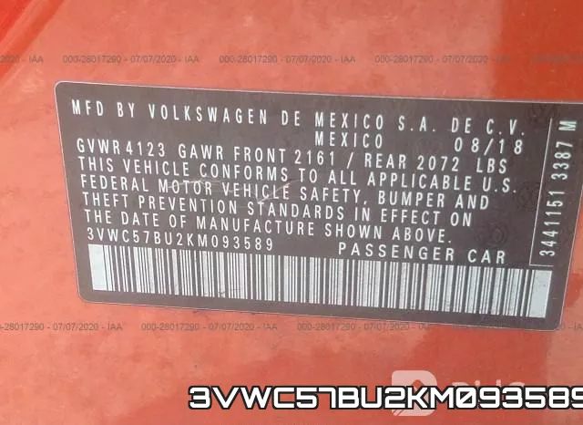 3VWC57BU2KM093589 фото 10