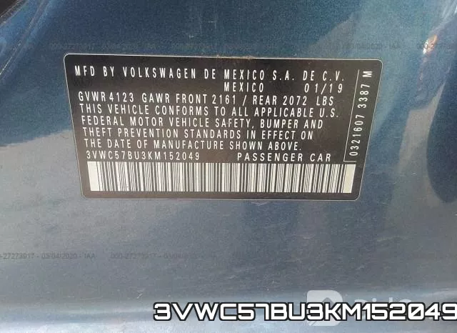 3VWC57BU3KM152049 фото 10