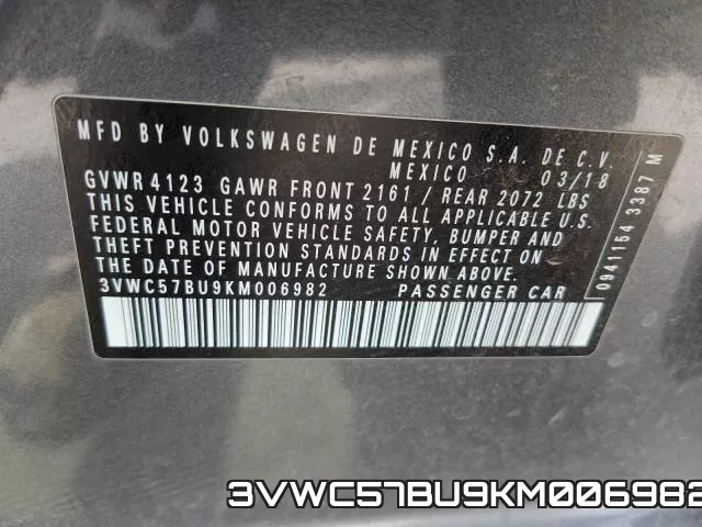 3VWC57BU9KM006982 фото 2
