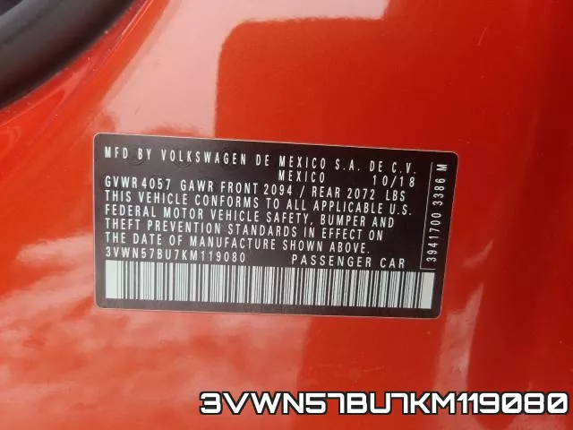 3VWN57BU7KM119080 фото 2