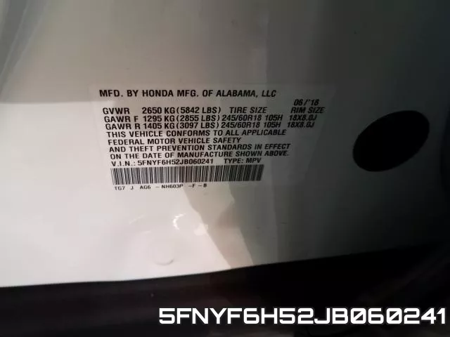 5FNYF6H52JB060241 фото 2