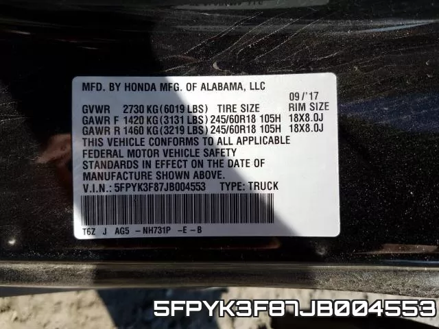 5FPYK3F87JB004553 фото 2