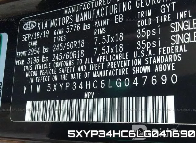 5XYP34HC6LG047690 фото 10