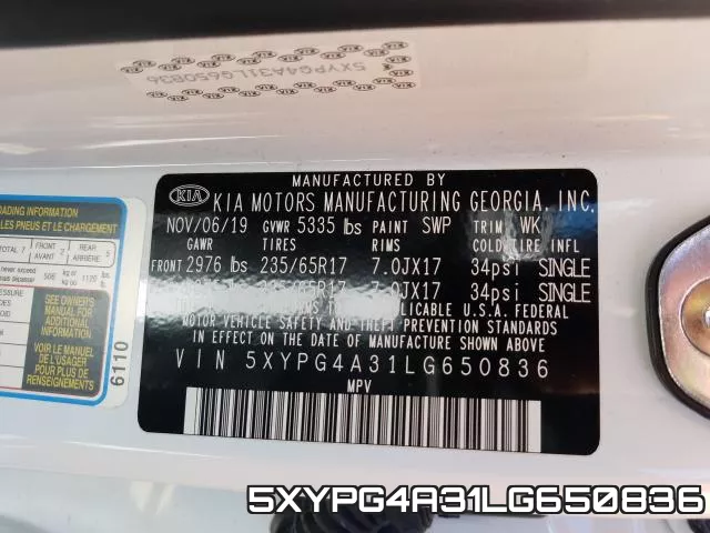 5XYPG4A31LG650836 фото 2