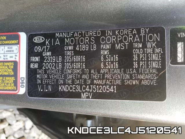 KNDCE3LC4J5120541 фото 2