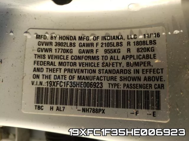 19XFC1F35HE006923 фото 2