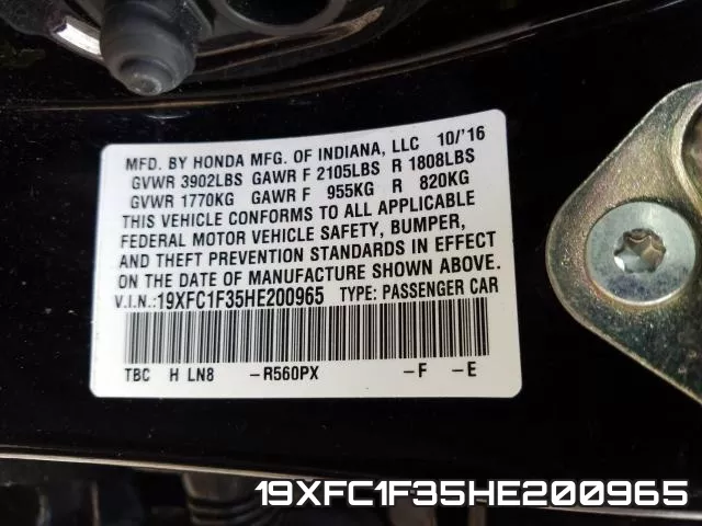 19XFC1F35HE200965 фото 2