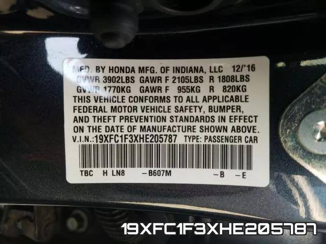 19XFC1F3XHE205787 фото 2