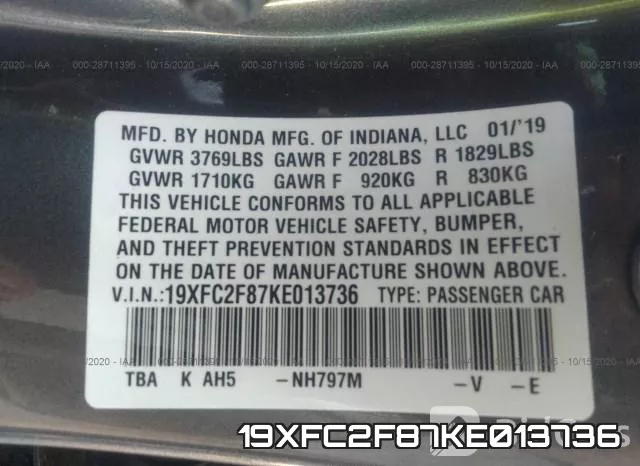 19XFC2F87KE013736 фото 10