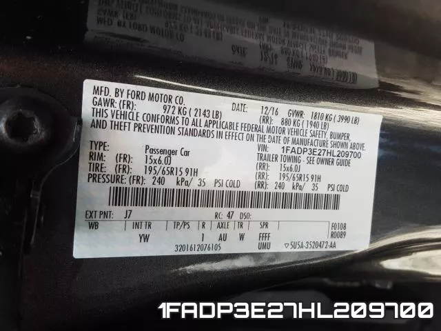 1FADP3E27HL209700 фото 2