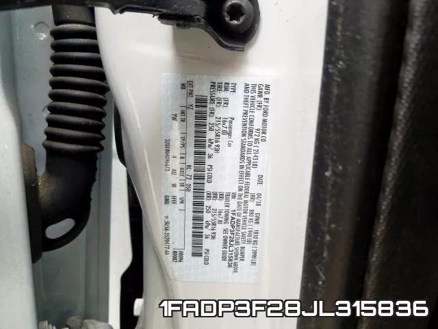 1FADP3F28JL315836 фото 2