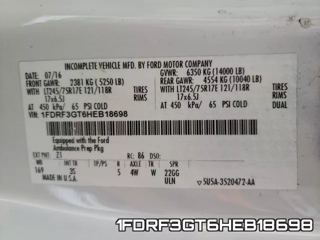 1FDRF3GT6HEB18698 фото 2