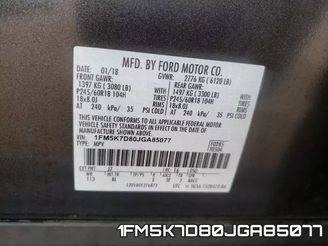 1FM5K7D80JGA85077 фото 2