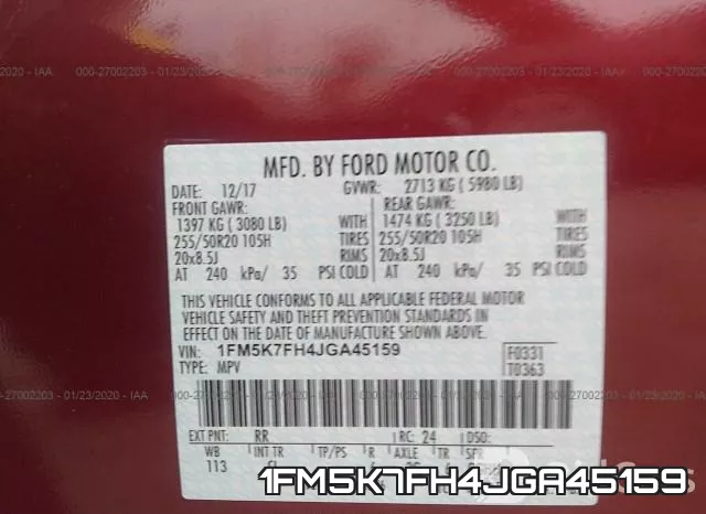 1FM5K7FH4JGA45159 фото 10