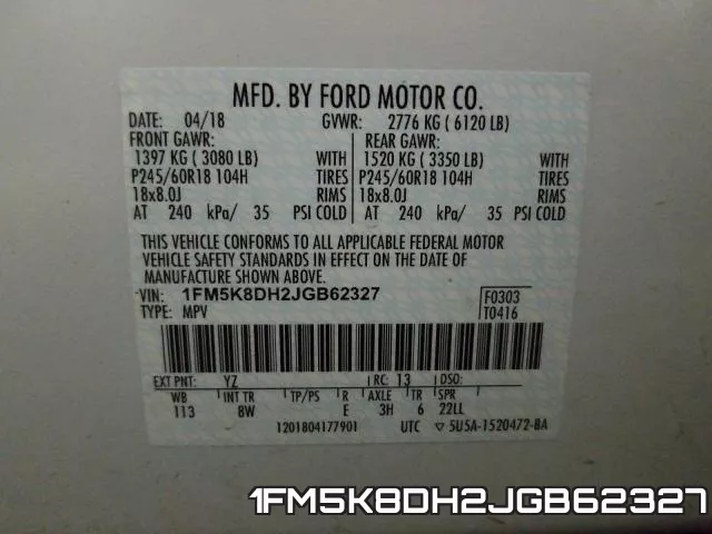 1FM5K8DH2JGB62327 фото 2