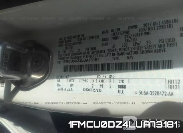 1FMCU0DZ4LUA73181 фото 10