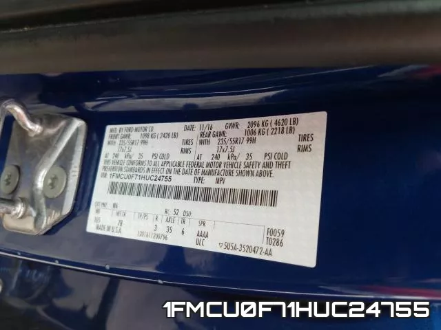 1FMCU0F71HUC24755 фото 2