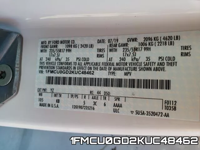 1FMCU0GD2KUC48462 фото 2