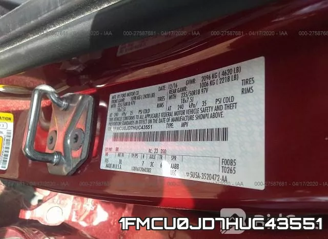 1FMCU0JD7HUC43551 фото 10