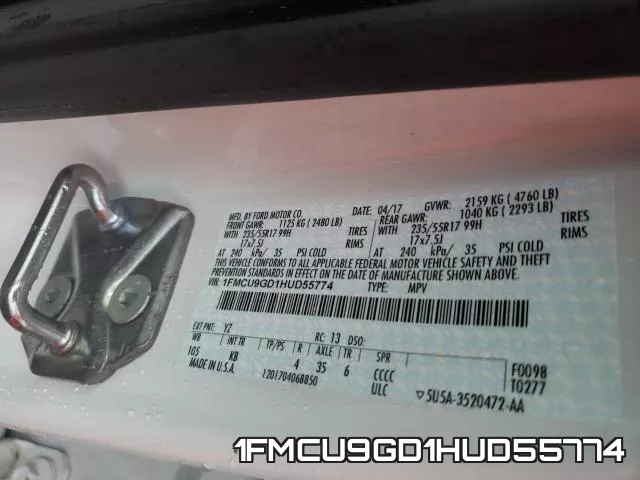 1FMCU9GD1HUD55774 фото 2