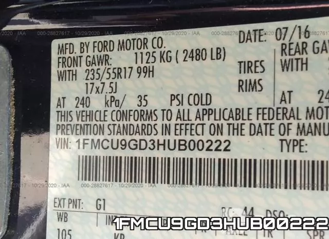 1FMCU9GD3HUB00222 фото 10