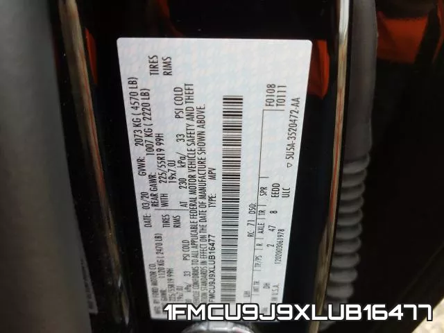 1FMCU9J9XLUB16477 фото 2