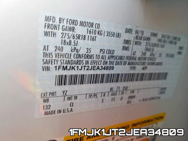 1FMJK1JT2JEA34809 фото 2