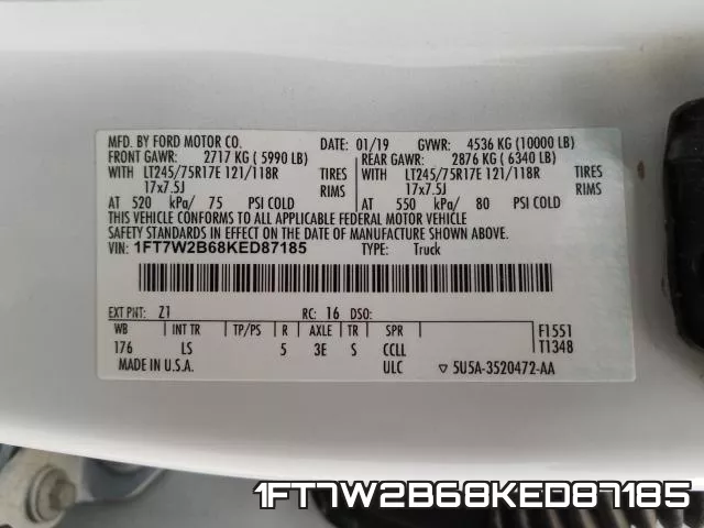 1FT7W2B68KED87185 фото 2