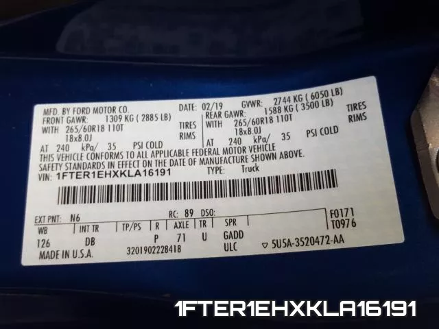1FTER1EHXKLA16191 фото 2