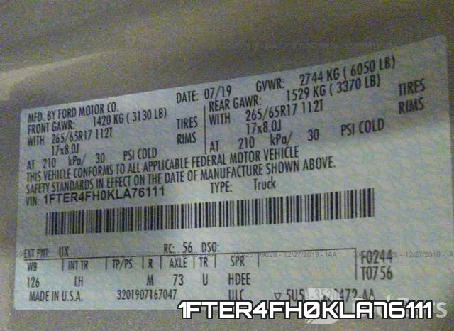 1FTER4FH0KLA76111 фото 10