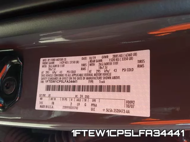 1FTEW1CP5LFA34441 фото 2
