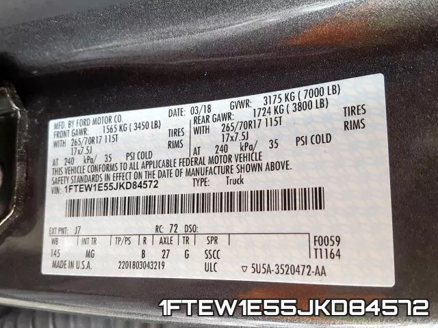 1FTEW1E55JKD84572 фото 2