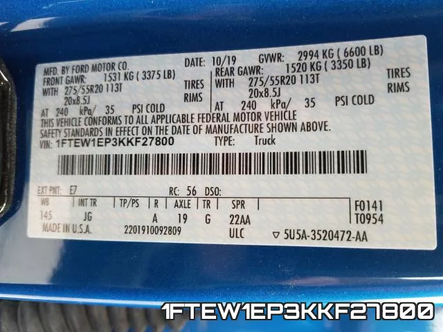1FTEW1EP3KKF27800 фото 2