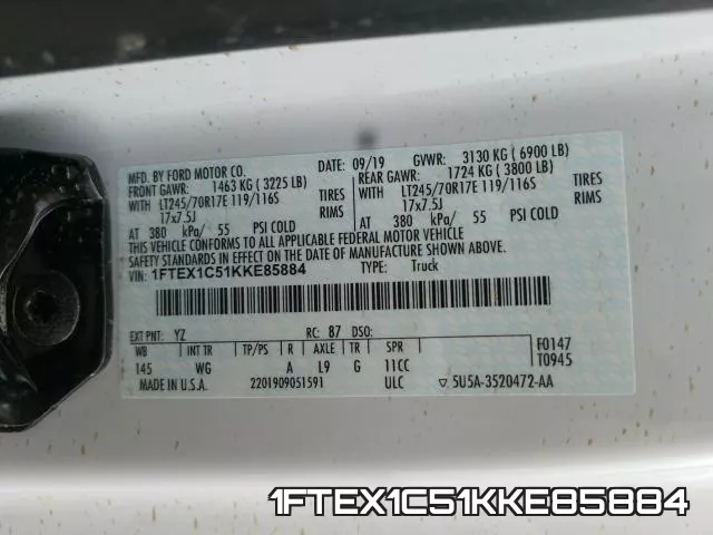 1FTEX1C51KKE85884 фото 2